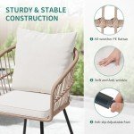 3-Piece Outdoor Wicker Bistro Set with Cushions