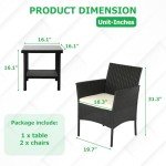 Black Wicker Outdoor Patio Furniture Set of 3