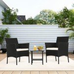 Black Wicker Outdoor Patio Furniture Set of 3