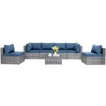 7-Piece Outdoor Sectional Sofa Set with Cushions