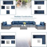 7-Piece Outdoor Sectional Sofa Set with Cushions