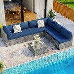 7-Piece Outdoor Sectional Sofa Set with Cushions