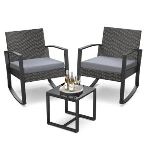 3-Piece Outdoor Rocking Bistro Furniture Set