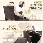 Brown and Beige 4-Piece Rattan Patio Set
