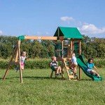 Cedar Wood Swing Set with Slide and Accessories