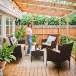 Brown and Beige 4-Piece Rattan Patio Set