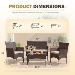 Brown and Beige 4-Piece Rattan Patio Set