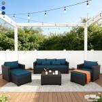 Peacock Blue 6-Piece Rattan Patio Furniture Set