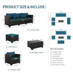 Peacock Blue 6-Piece Rattan Patio Furniture Set