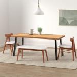 6-Person Acacia Wood Dining Picnic Table - Natural Finish
