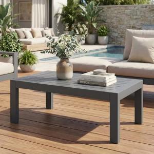 Aluminum All-Weather Outdoor Coffee Table, Dark Grey