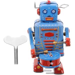 SAFIGLE Wind-Up Drumming Iron Robot Toy