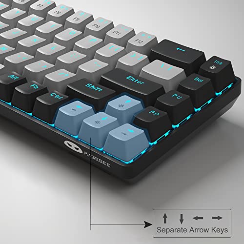 MageGee 60% Mechanical Gaming Keyboard, LED Backlit Compact 68 Keys - Grey/Black