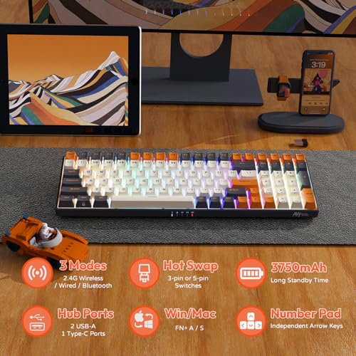 RK ROYAL KLUDGE RK100 Wireless Mechanical Keyboard (Red)