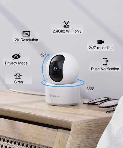 2K Indoor WiFi Pet Camera with Night Vision & Siren