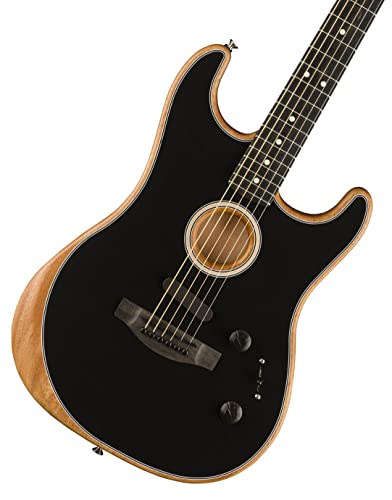 Fender American Acoustasonic Stratocaster Acoustic Electric Guitar - Black