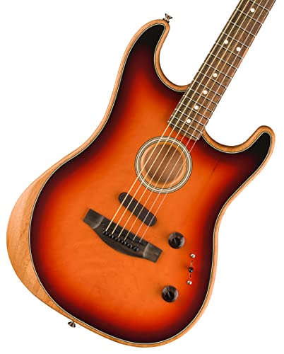 Fender Acoustasonic Stratocaster Electric Guitar, Sunburst, Ebony, Gig Bag