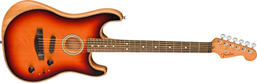 Fender Acoustasonic Stratocaster Electric Guitar, Sunburst, Ebony, Gig Bag