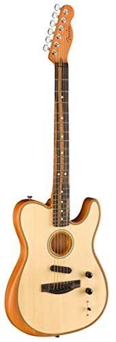 Fender Acoustasonic Telecaster Guitar, Natural, Ebony, Gig Bag