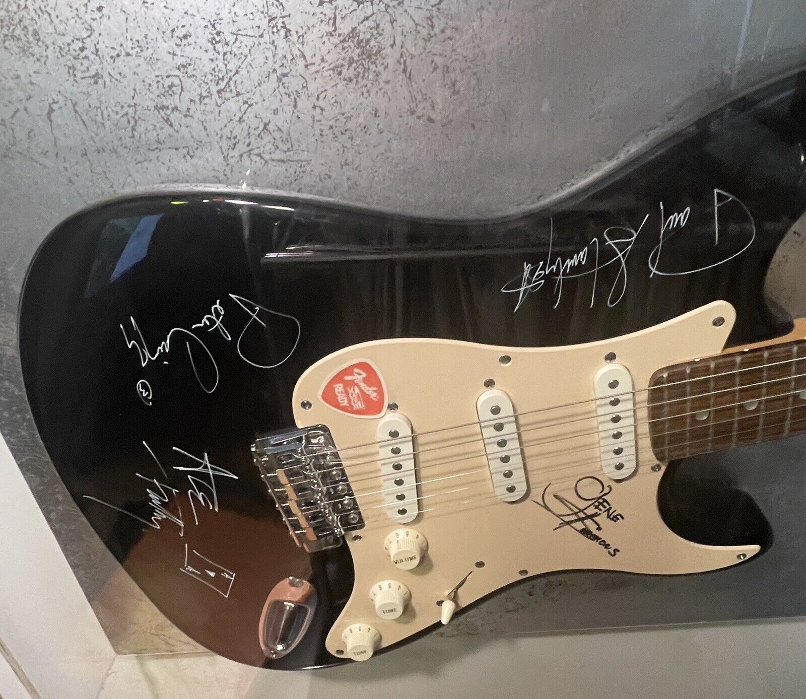 KISS Autographed Squier Strat Guitar with Case