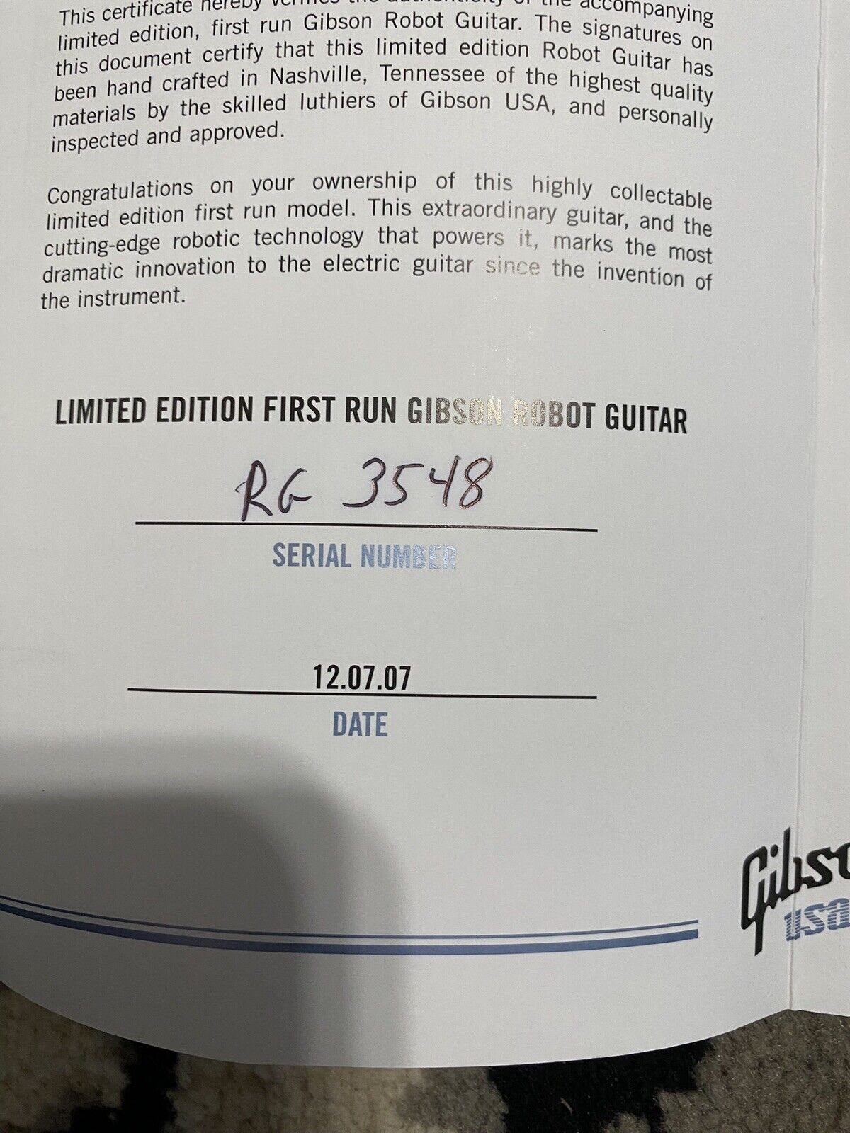 2007 Gibson Limited Edition Les Paul Robot Blue Silverburst