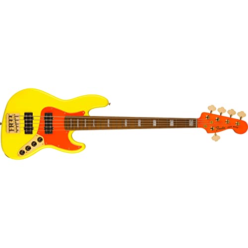 Fender Neon Yellow 5-String Jazz Bass, Maple Fingerboard