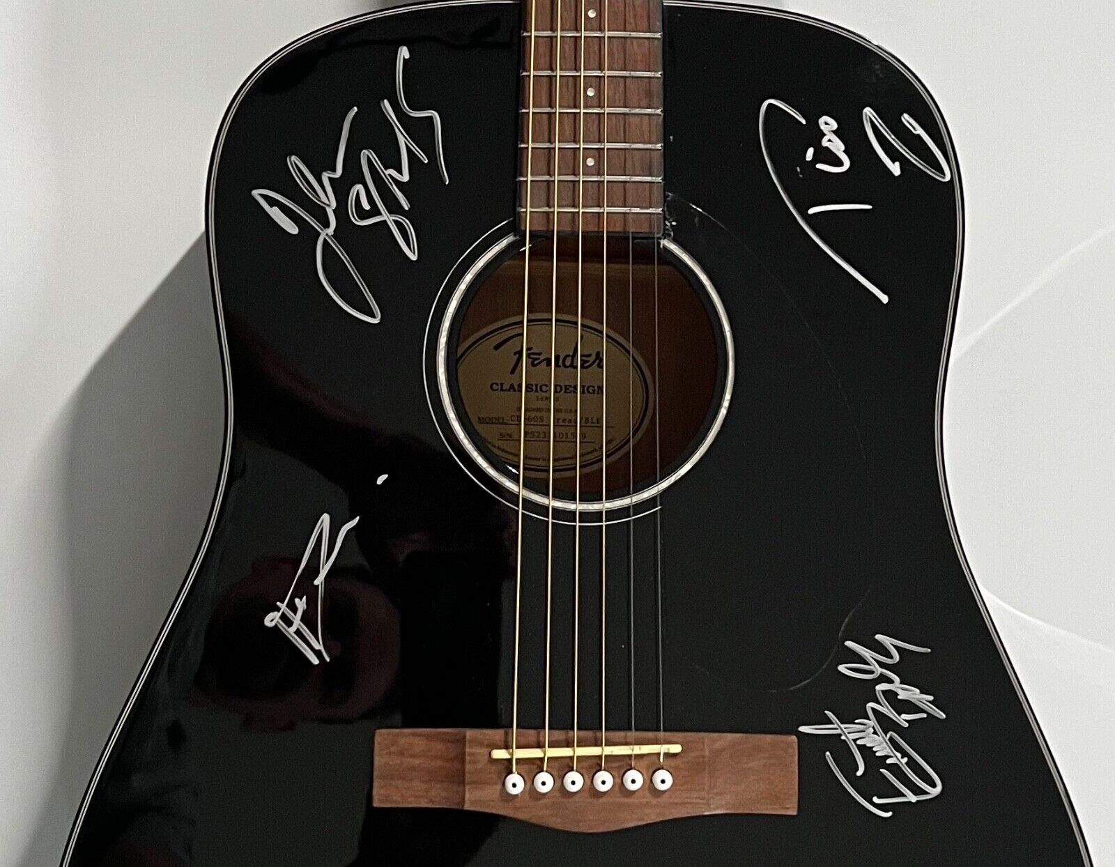 Bon Jovi Signed Acoustic Fender Guitar for Charity