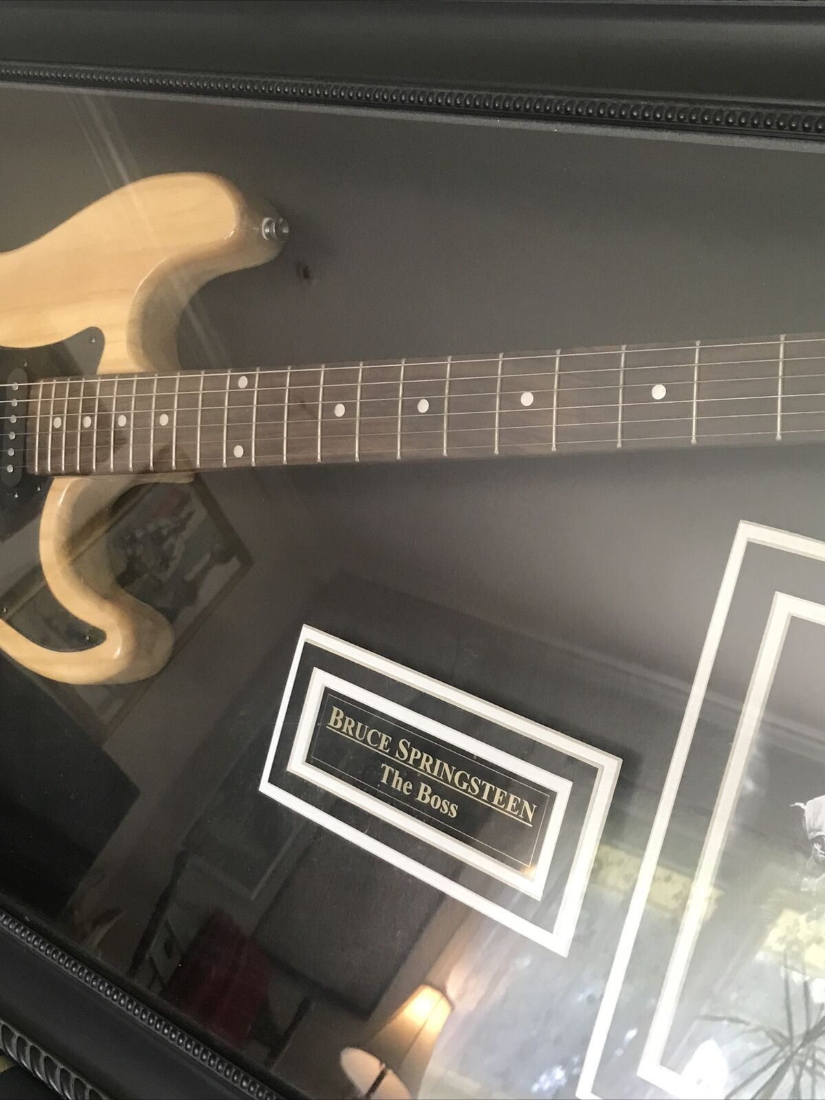 Bruce Springsteen Autographed Guitar and Photo Shadowbox Frame
