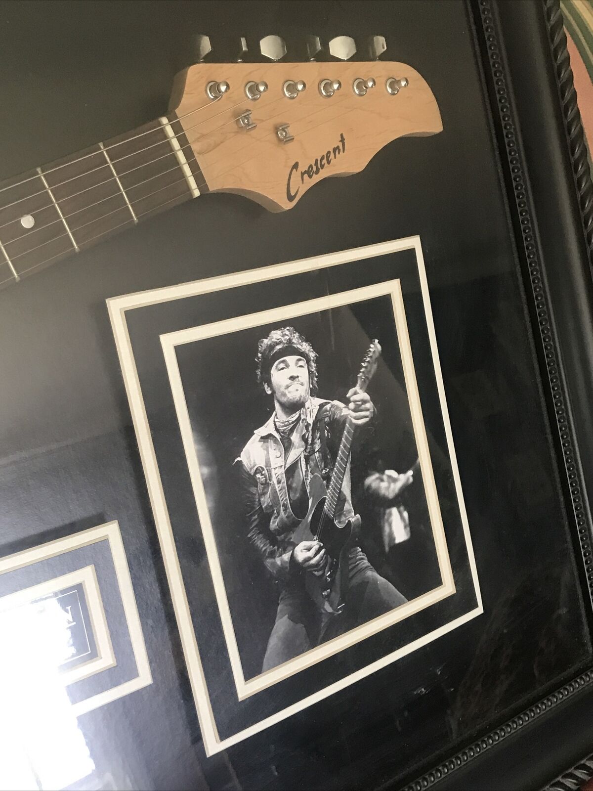 Bruce Springsteen Autographed Guitar and Photo Shadowbox Frame