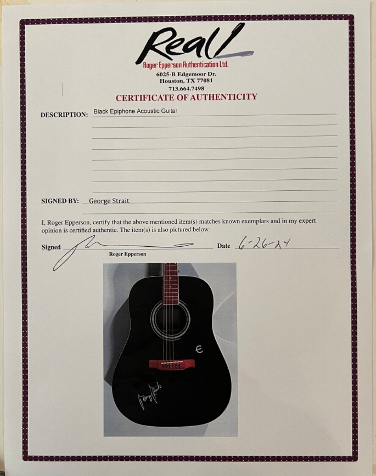 Bon Jovi Signed Acoustic Fender Guitar for Charity