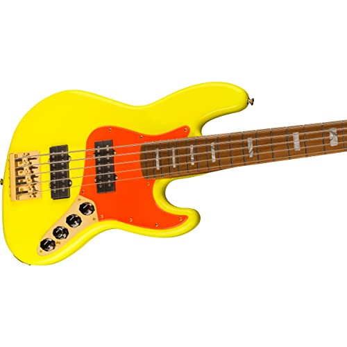 Fender Neon Yellow 5-String Jazz Bass, Maple Fingerboard