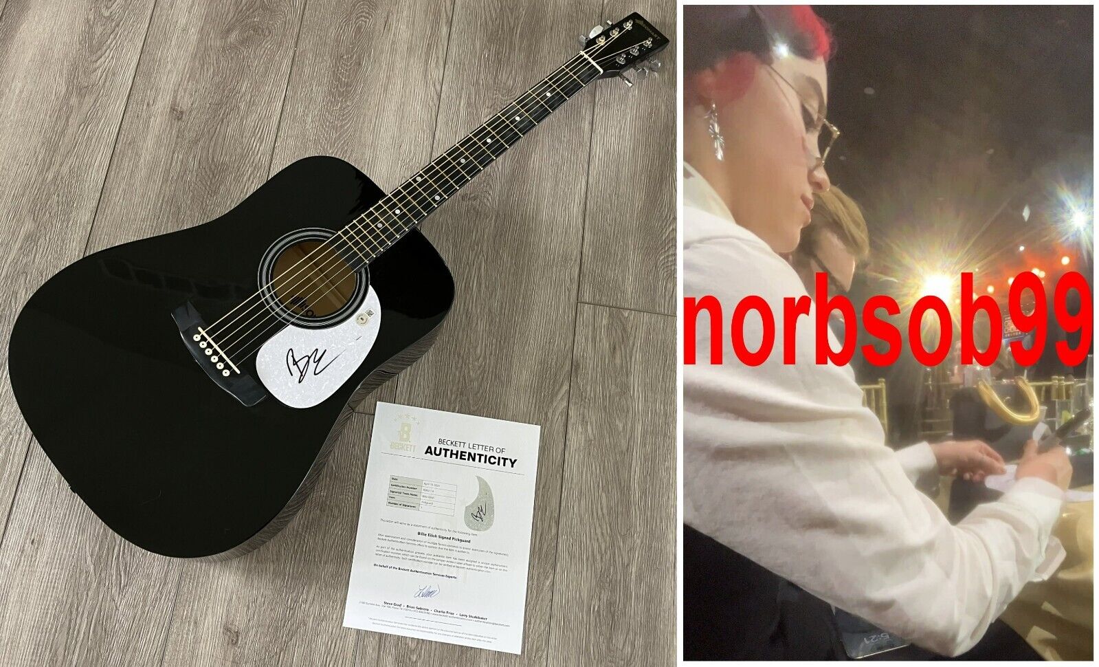 Billie Eilish Signed Acoustic Guitar with Video Proof