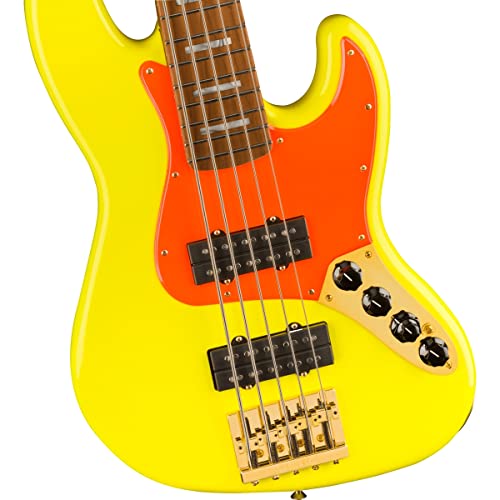 Fender Neon Yellow 5-String Jazz Bass, Maple Fingerboard