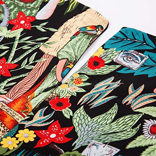 Vintage Printed Leaves Pencil Dress - Cap Sleeve