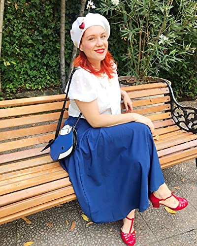 1950s Retro Pleated Skirt - Navy Blue, Size L