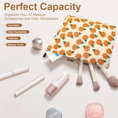 Floral Retro Makeup Bag - Corduroy Travel Organizer