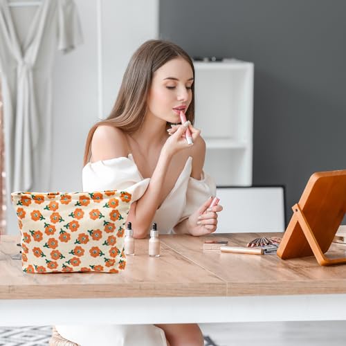 Floral Retro Makeup Bag - Corduroy Travel Organizer