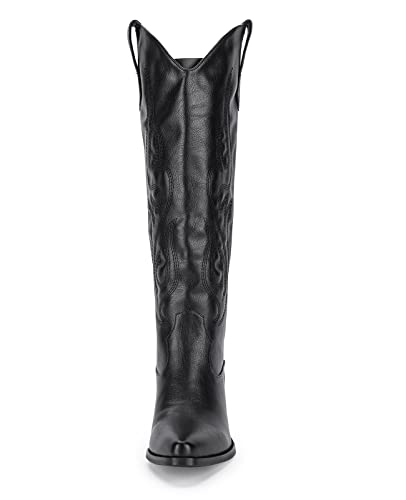 Black Knee High Western Cowboy Boots - Women's Size 8.5