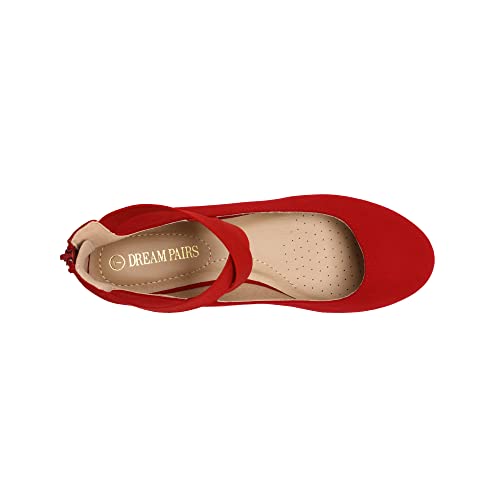 Red Ankle Strap Flats - Women's Size 8