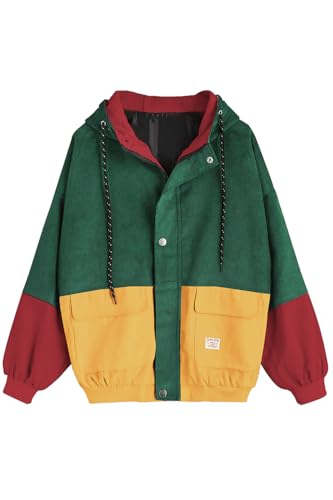 ZAFUL Women's Vintage Corduroy Hooded Jacket - Green S