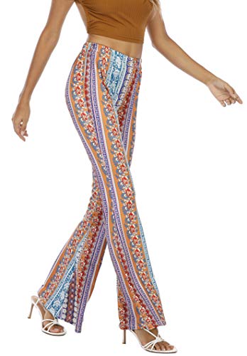 Vintage Women's Print Bell Bottom Flare Palazzo Pants
