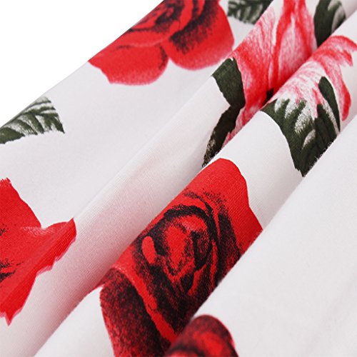 Women's Vintage White-Rose A-line Pleated Midi Skirt