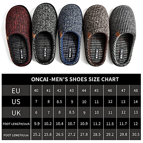 ONCAI Men's Cozy Black Knit Memory Foam Slippers