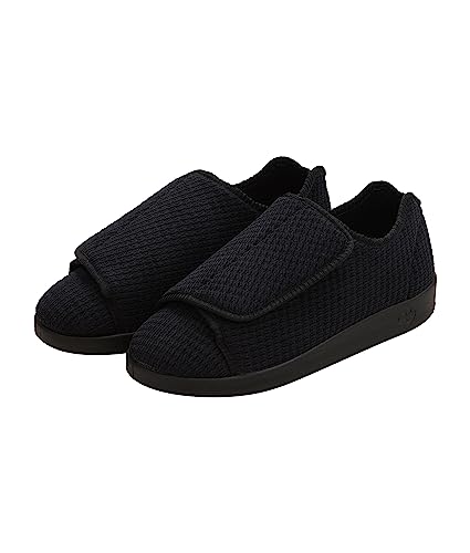 Men's Double-Extra Wide Slip-Resistant Black Slippers