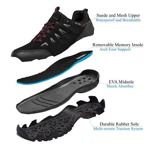 Men's Lightweight Waterproof Hiking Ankle Boots Black/Red