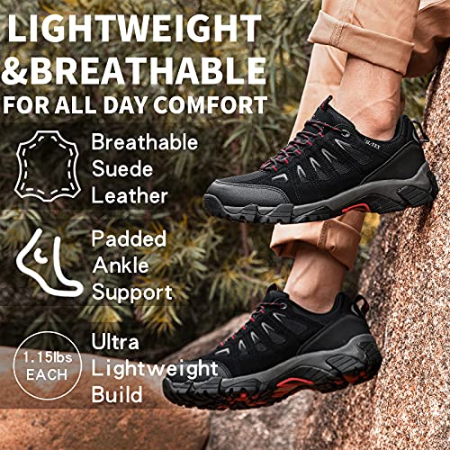 Men's Lightweight Waterproof Hiking Ankle Boots Black/Red