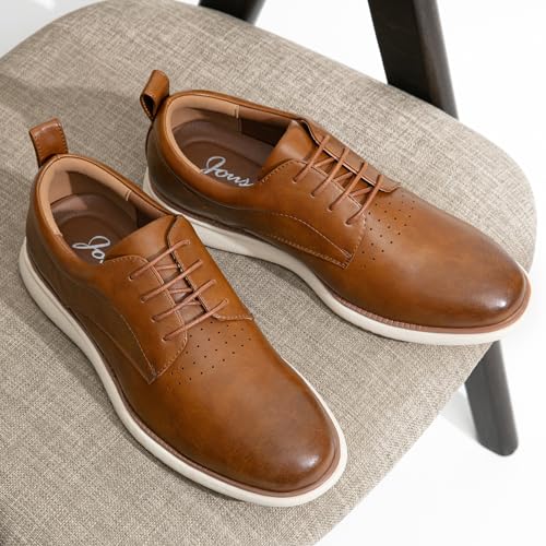 Jousen Men's Brown Derby Oxfords for Formal Comfort