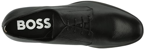 Black Leather Derby Oxford Shoes by BOSS, Size 9