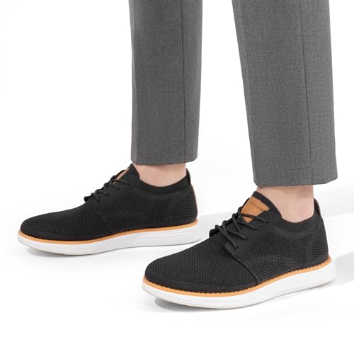 Bruno Marc Men's Light Mesh Sneaker Oxfords, Black