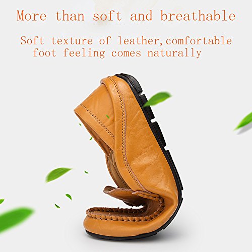 Brown Genuine Leather Penny Loafers Men's Slip-On Moccasins